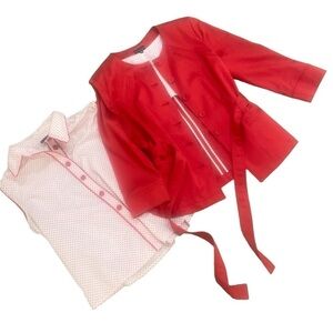 Juliana Collection red jacket tie belt & polka dot sleeveless shirt set size 12